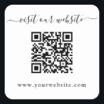 QR Code Wedding Website Square Sticker<br><div class="desc">Simple minimalist QR Code wedding website square sticker. Customize with your website. Great for wedding websites like online rsvp and wedding details.</div>