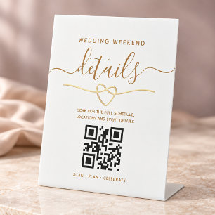 QR Code Wedding Weekend Details Pedestal Sign