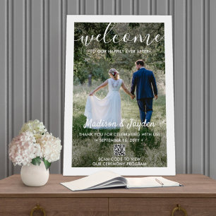 QR Code Wedding Welcome Simple Script Photo Foam Board