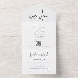 QR Code Whimsical Modern Photo We Do Wedding All In One Invitation