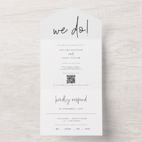 QR Code Whimsical Modern Photo We Do Wedding All In One Invitation