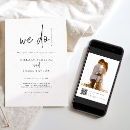 QR Code Whimsical Modern Photo We Do Wedding Invitation