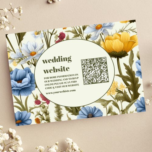 qr code Whimsical Wildflower Meadow Wedding Enclosure Card