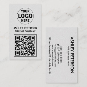 QR Code White Kraft Paper Social Media Business Card