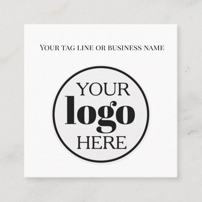 QR Code White Logo Simple Black Square Business Card (Front)