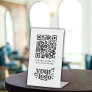 QR Code White Menu Logo Contactless Modern Cafe Pedestal Sign