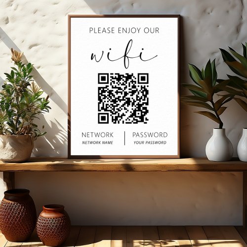 QR Code White Please Enjoy Our Wifi Poster