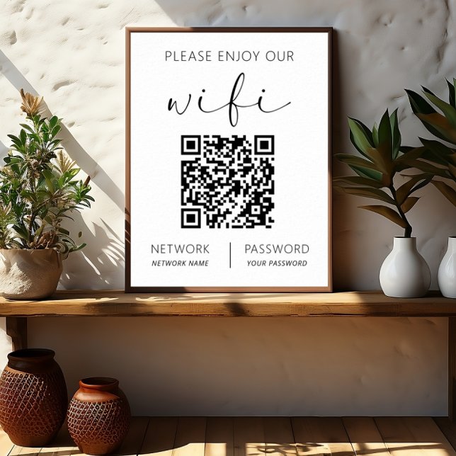QR Code White Please Enjoy Our Wifi Poster (Creator Uploaded)