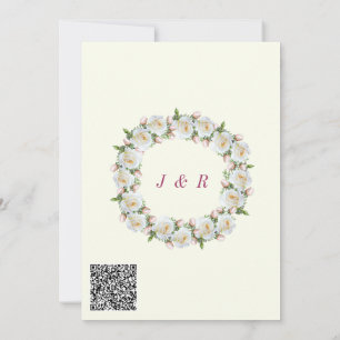 QR Code White Roses Wedding Invitations Template