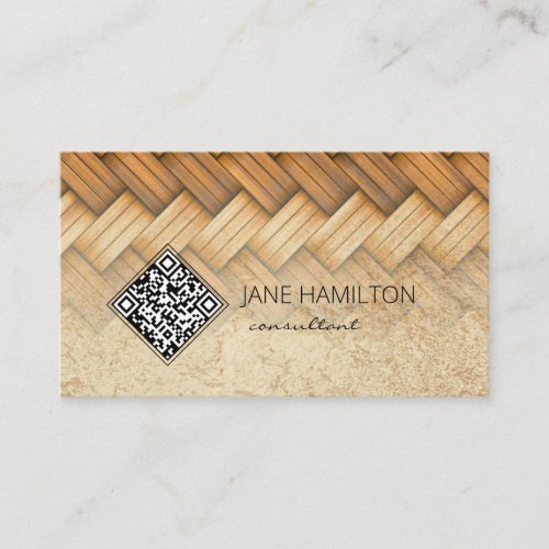 QR Code Wicker Gold Profile Business Card