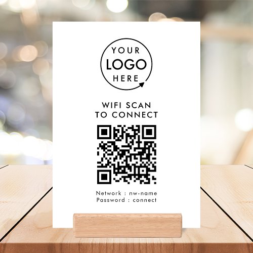 QR Code Wifi  Business Logo Scan to Connect Holder