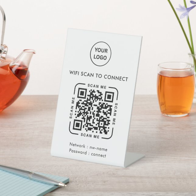 QR Code Wifi | Business Logo Scan to Connect Pedestal Sign (In SItu)