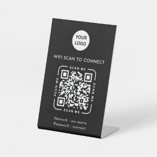 QR Code Wifi Business Logo Scan to Connect Pedestal Sign