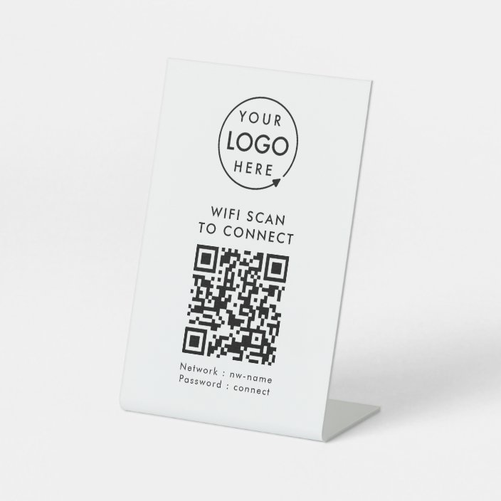 QR Code Wifi | Business Logo Scan to Connect Pedestal Sign | Zazzle.com