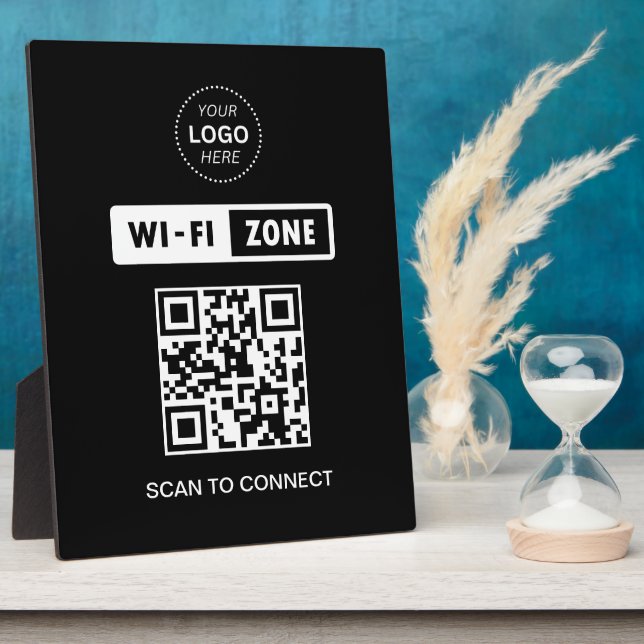 QR Code Wifi Business Logo Scan to Connect Plaque (Side)