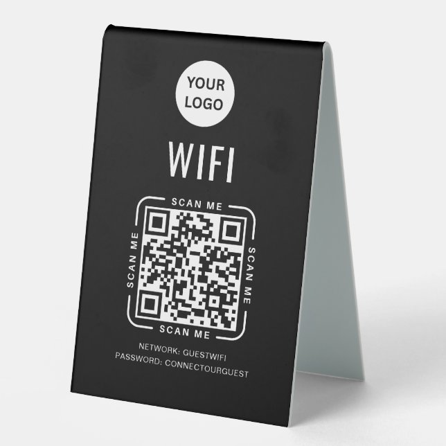 QR Code Wifi | Business Logo Scan to Connect  Table Tent (Front)