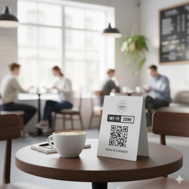 QR Code Wifi Business Logo Scan to Connect Table Tent (Creator Uploaded)