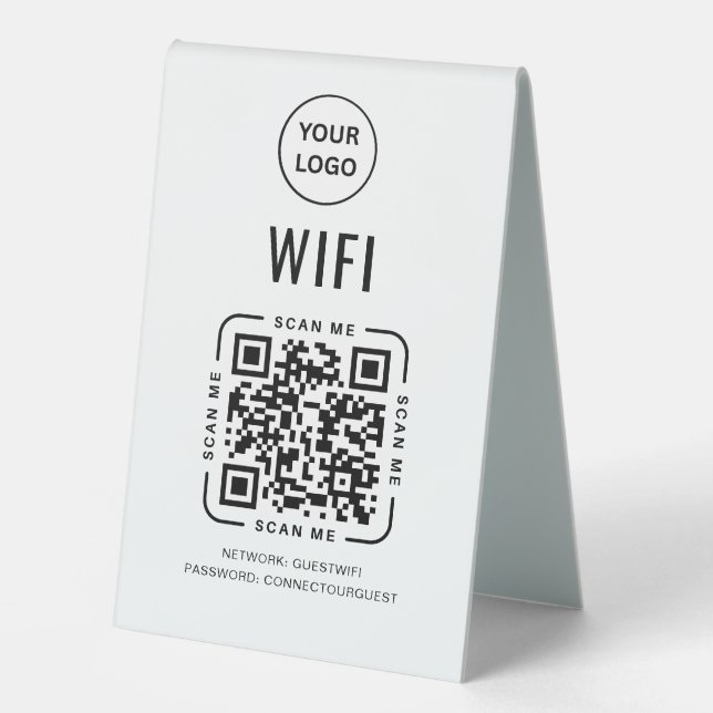 QR Code Wifi | Business Logo Scan to Connect  Table Tent (Front)