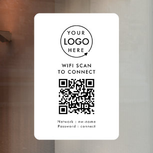 QR Code Wifi   Business Logo Scan to Connect Window Cling