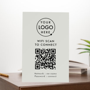 QR Code Wifi Gray Business Logo Scan to Connect Foam Board