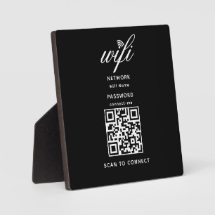 QR Code Wifi Internet Password Black Plaque