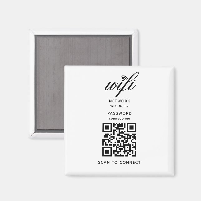 QR Code Wifi Internet Password White Magnet (Front/Back)