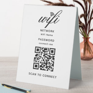 QR Code Wifi Internet Password White  Table Tent