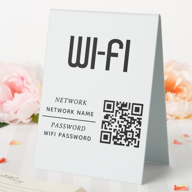 QR Code Wifi Network Name & Password  Table Tent (In SItu (Wedding))