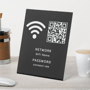 QR Code Wifi Password and Network Personalized  Pedestal Sign