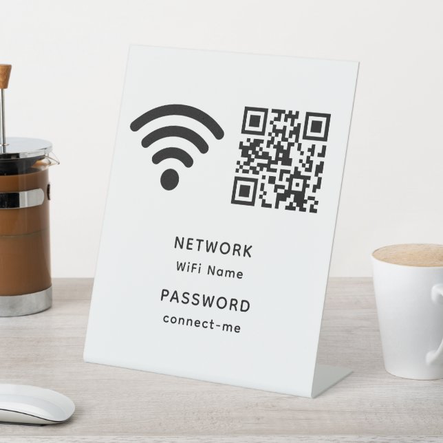QR Code Wifi Password and Network Personalized  Pedestal Sign (In SItu)