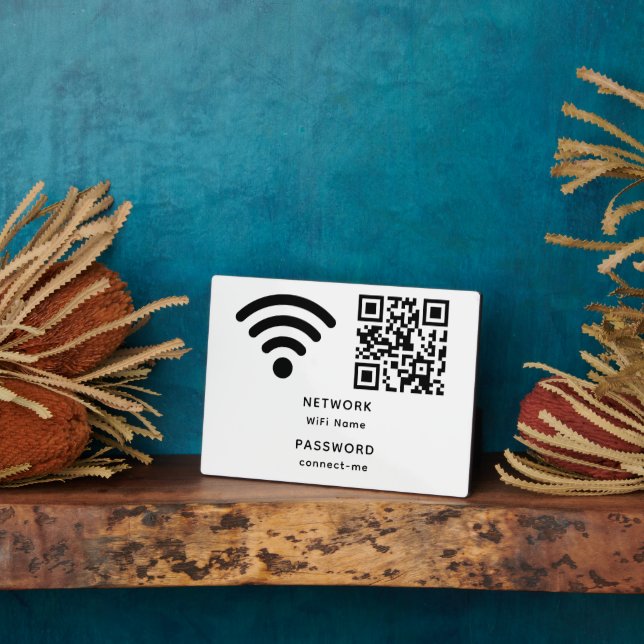 QR Code Wifi Password and Network Personalized  Plaque (Side)