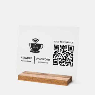 QR Code Wifi Scan to Connect Business Logo Acrylic Sign