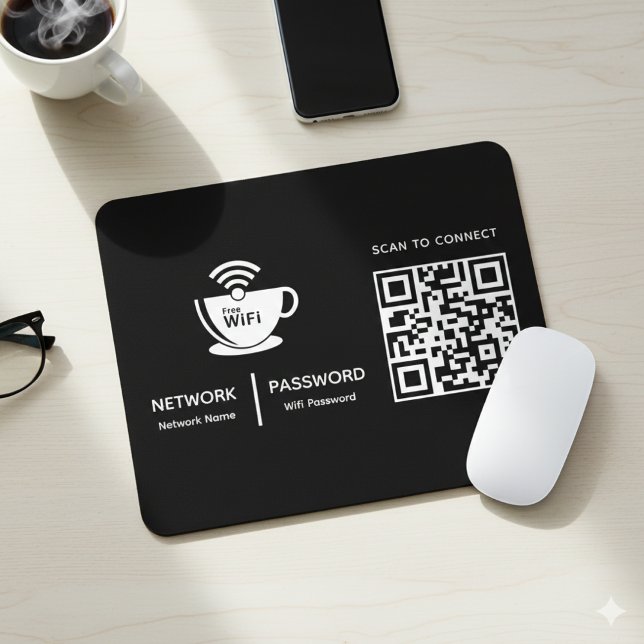 QR Code Wifi Scan to Connect Business Logo Mouse Pad (Creator Uploaded)