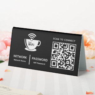 QR Code Wifi Scan to Connect Business Logo Table Tent