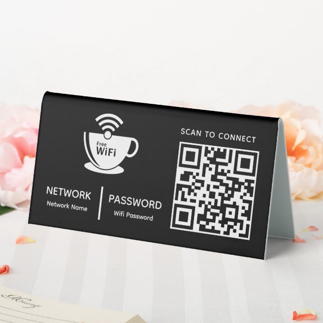 QR Code Wifi Scan to Connect Business Logo Table Tent (In SItu (Wedding))