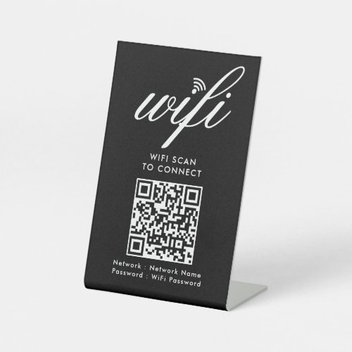 QR Code Wifi Scan to Connect Custom Branded Black Pedestal Sign