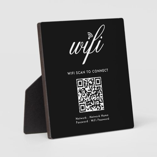 QR Code Wifi Scan to Connect Custom Branded Black Plaque