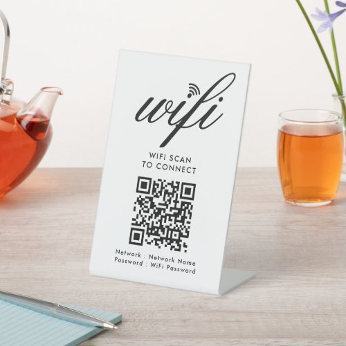 QR Code Wifi Scan to Connect Custom Branded White Pedestal Sign