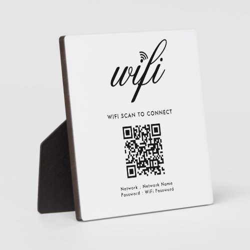 QR Code Wifi Scan to Connect Custom Branded White Plaque