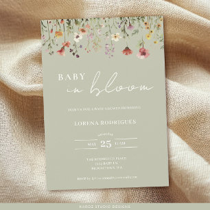 Qr Code Wildflower Baby in Bloom Baby Shower Invitation