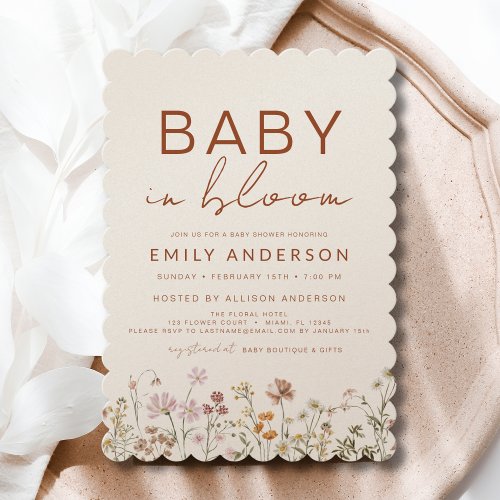 Wildflower Floral or wildflower baby shower invitation
