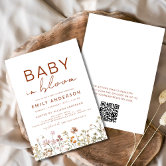 Wildflower Baby in Bloom Couples Shower Terracotta Invitation