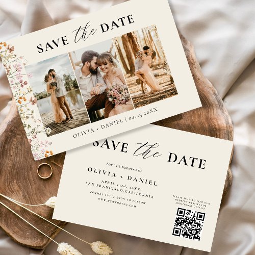 QR Code Wildflower Floral Wedding Save The Date