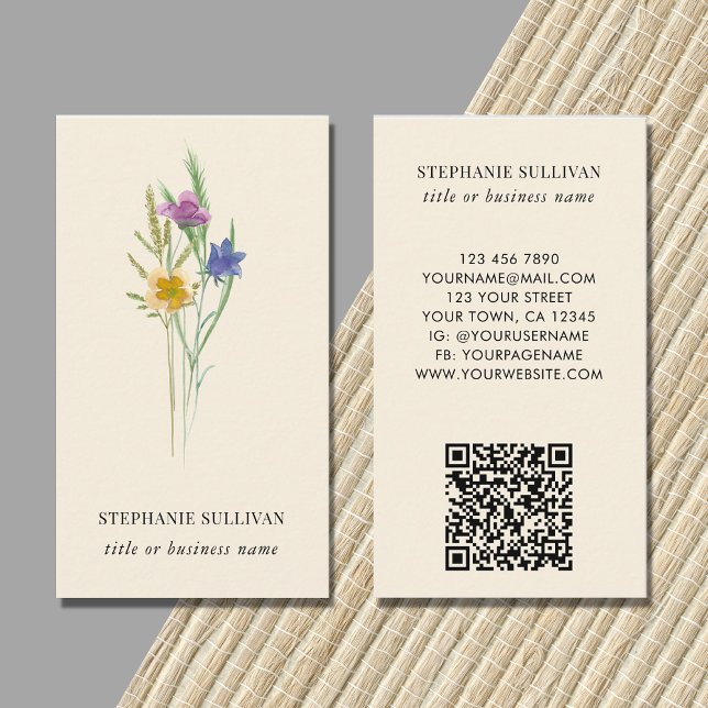 QR Code Wildflower Professional Business Card (Creator Uploaded)