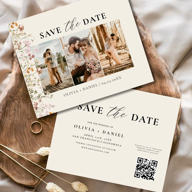QR Code Wildflower Save the Date Wedding Flyer (Creator Uploaded)