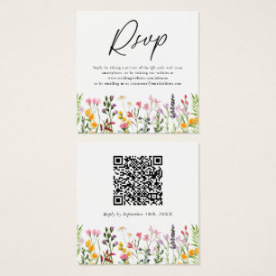 QR Code Wildflower Wedding RSVP Card