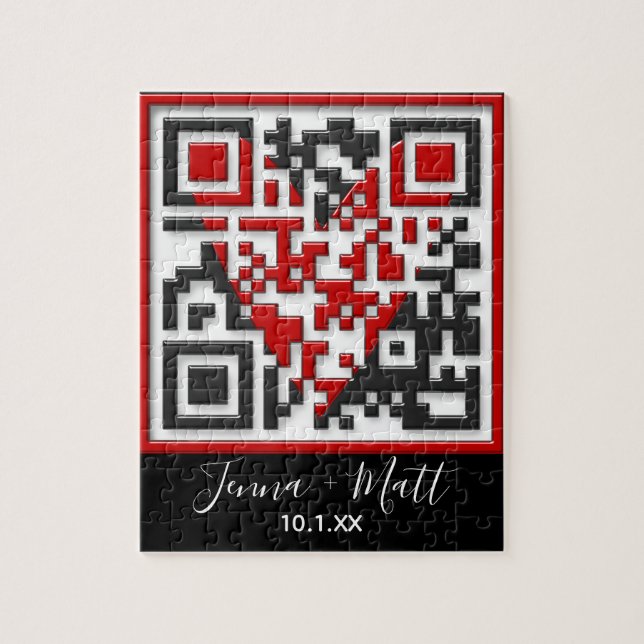 QR Code Will You Marry Me Proposal with 3D-Effect Jigsaw Puzzle (Vertical)
