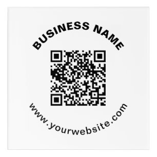 QR Code with Business Name Bold Circular Text Acrylic Print