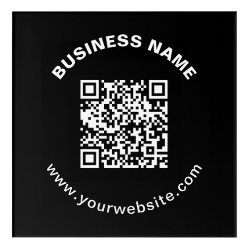 QR Code with Business Name Bold Circular Text Acrylic Print