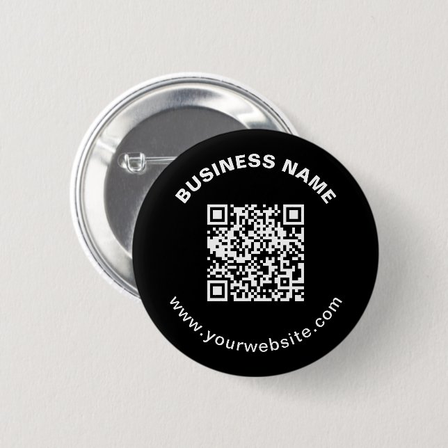 QR Code with Business Name Bold Circular Text Button (Front & Back)